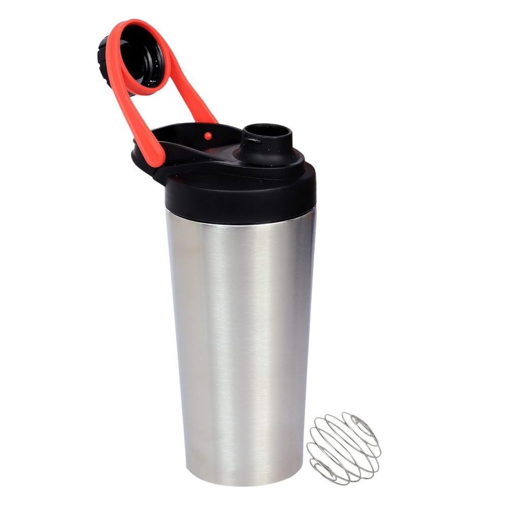 Jaypee Plus Steel Shaker 700 ml Siver Black with Wire Blending Ball , Assorted Handle Color