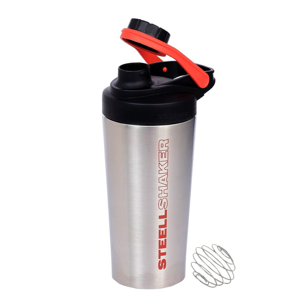 Jaypee Plus Steel Shaker 700 ml Siver Black with Wire Blending Ball , Assorted Handle Color