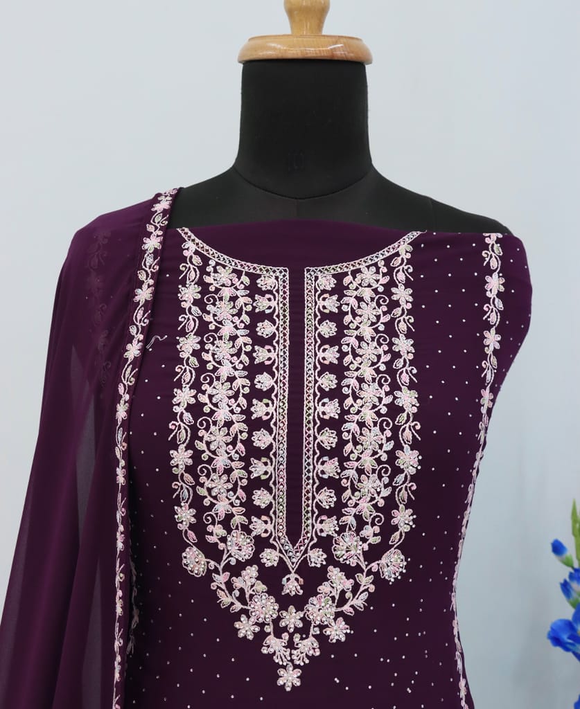 black georgette heavy long Pakistani straight suit for women