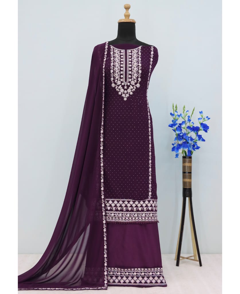 black georgette heavy long Pakistani straight suit for women