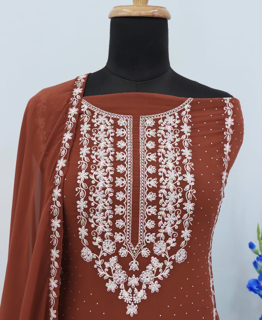 black georgette heavy long Pakistani straight suit for women