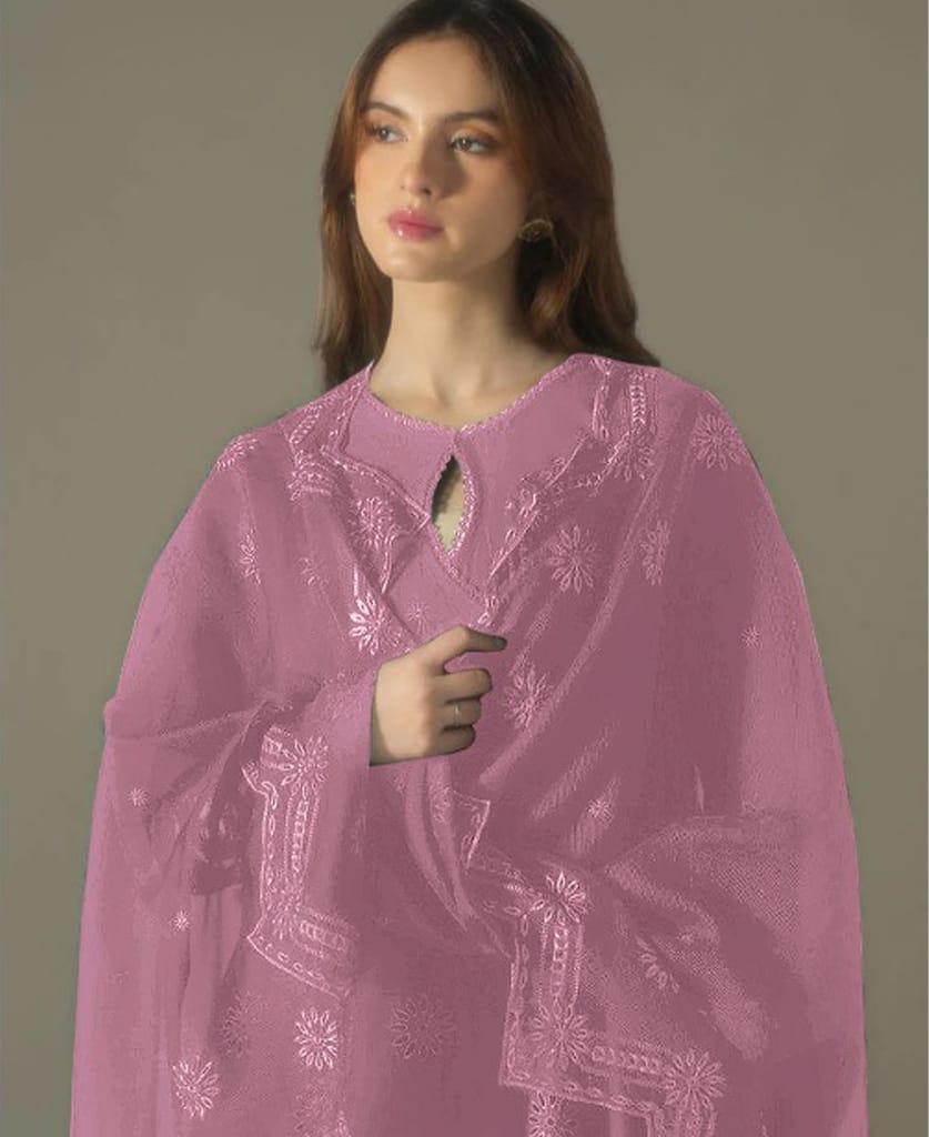 new summer wear pink cotton Pakistani suit for women