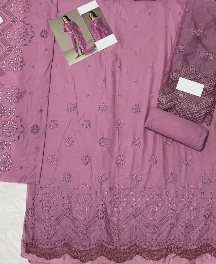 new summer wear pink cotton Pakistani suit for women