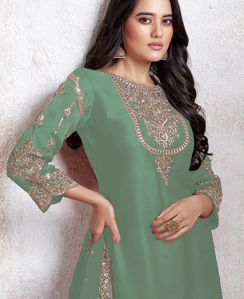 traditional sky blue georgette Patiala style suit for women