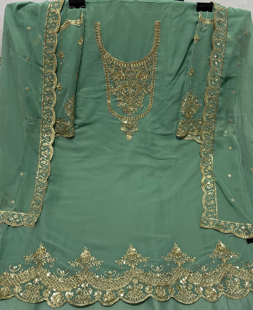 traditional sky blue georgette Patiala style suit for women