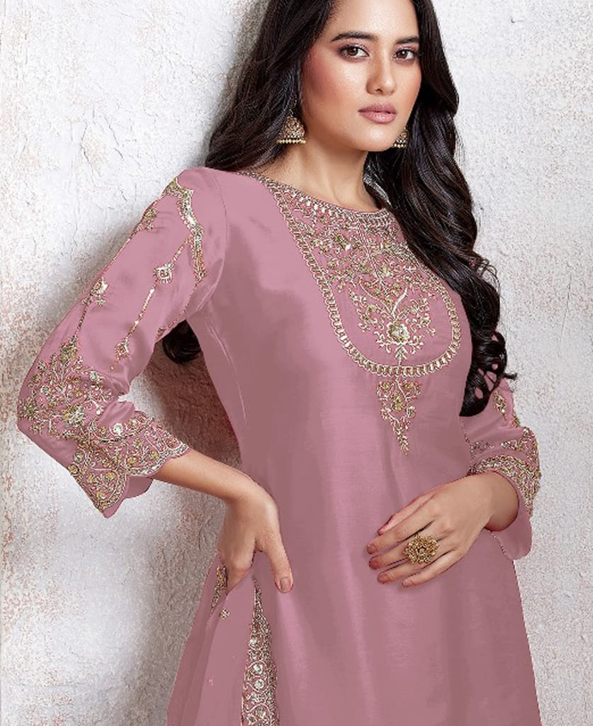 traditional sky blue georgette Patiala style suit for women