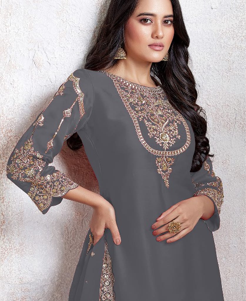 traditional sky blue georgette Patiala style suit for women