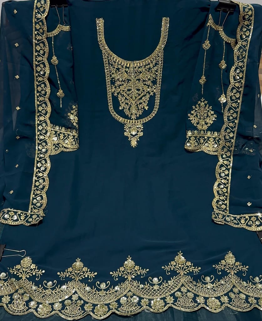 traditional sky blue georgette Patiala style suit for women