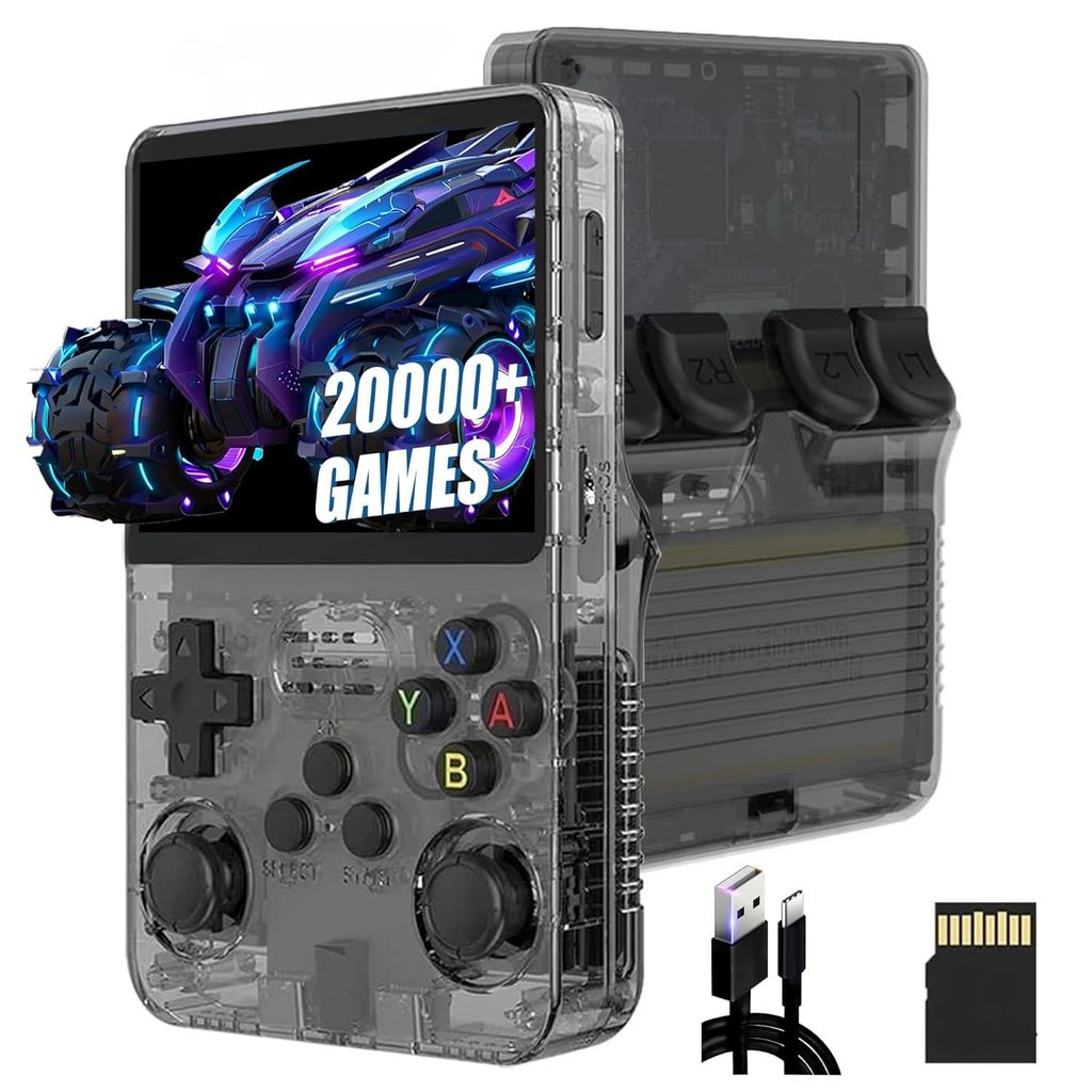 R36S Retro Game Console 3.5" IPS, 64GB 20000+ Games, 13+ Emulators, Portable Handheld for Kids/Adults (Multicolor)