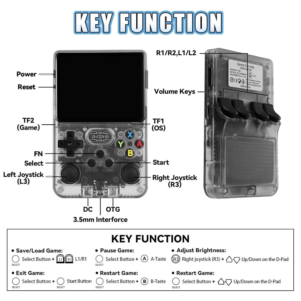 R36S Retro Game Console 3.5" IPS, 64GB 20000+ Games, 13+ Emulators, Portable Handheld for Kids/Adults (Multicolor)