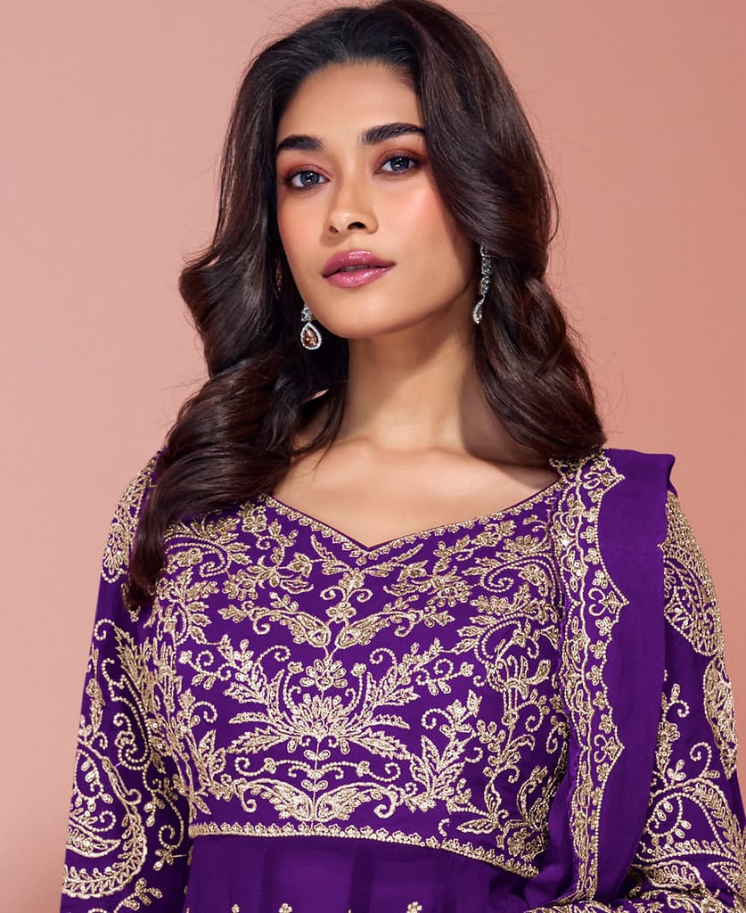 traditional georgette pink heavy embroidered sharara suit for women