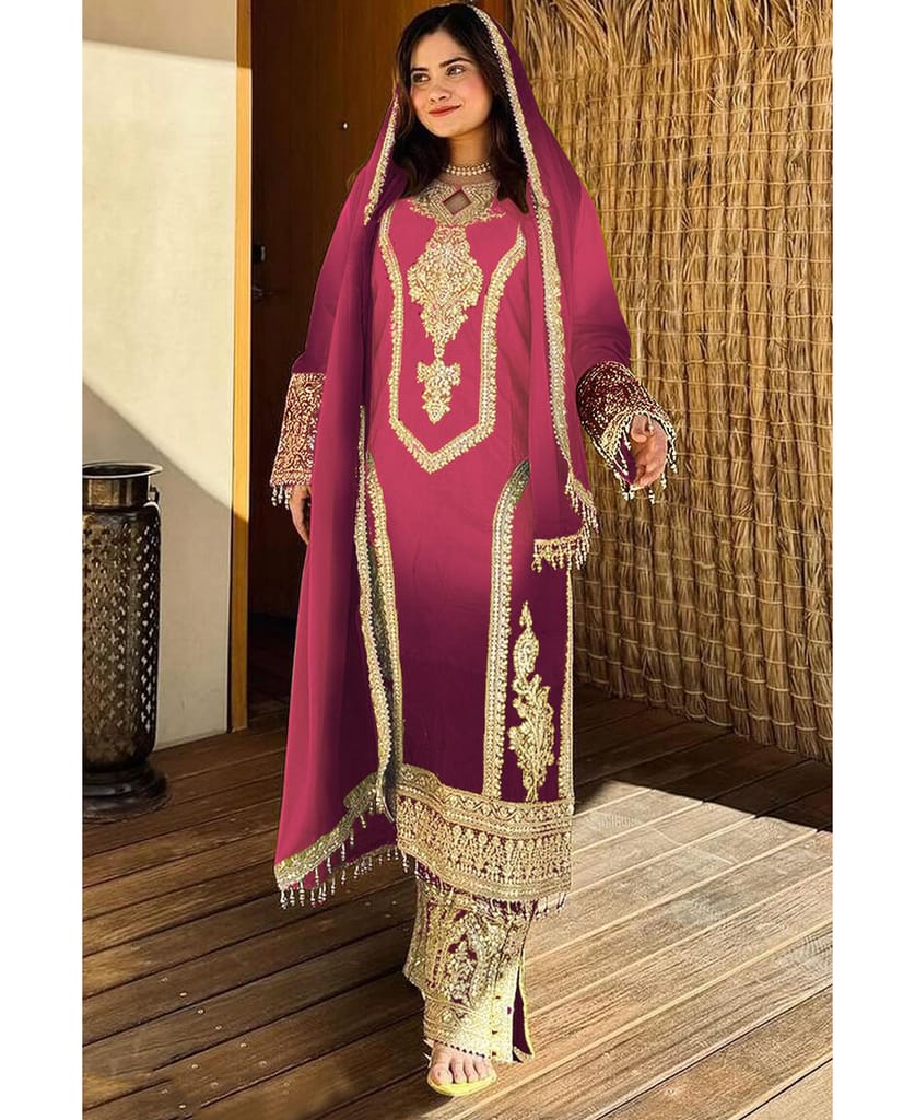 new ombre pattern chinon grey straight suit for women