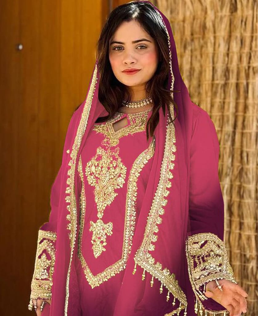 new ombre pattern chinon grey straight suit for women