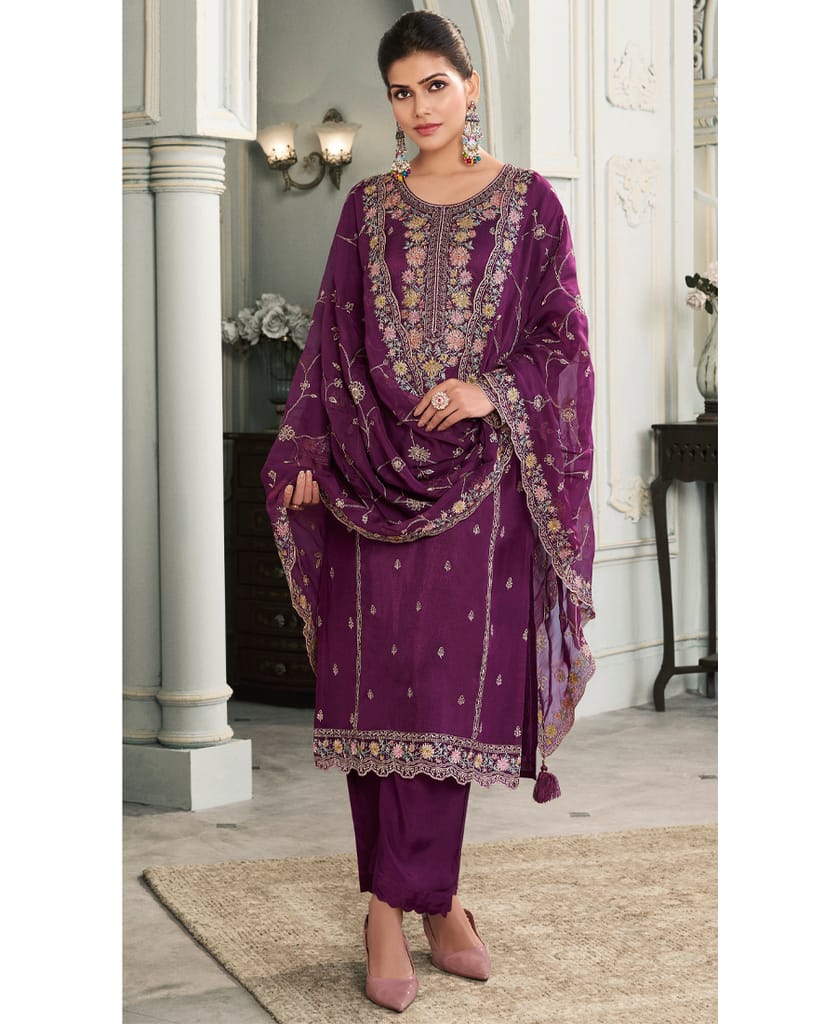 latest munga silk blue straight suit for women wear