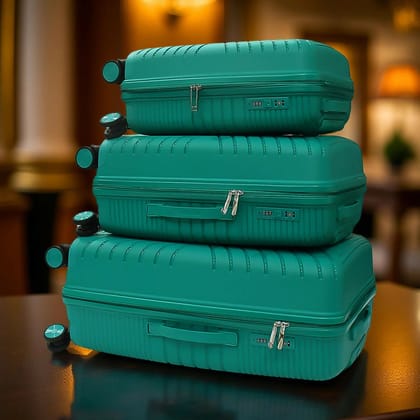 Teal Hard-Shell Luggage Set - 3 Piece Durable Suitcase Collection