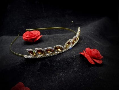 Gold-Toned White Rhinestone Hairband