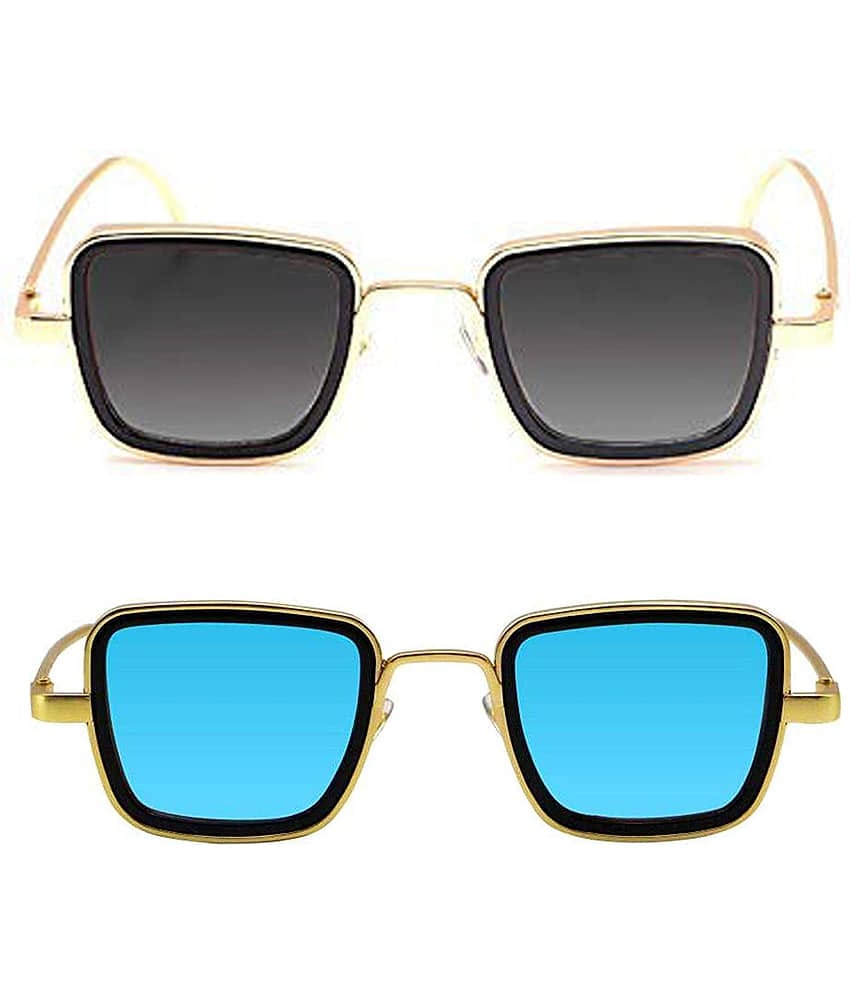 Kanny Devis - Gold Rectangular Sunglasses ( Pack of 2 )