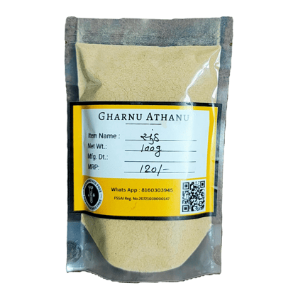Gharnu Athanu - Premium Ginger Powder | 100g | Handmade, All Natural Sun-Dried Ginger Powder | Aromatic & Flavorful Spice for Cooking & Health