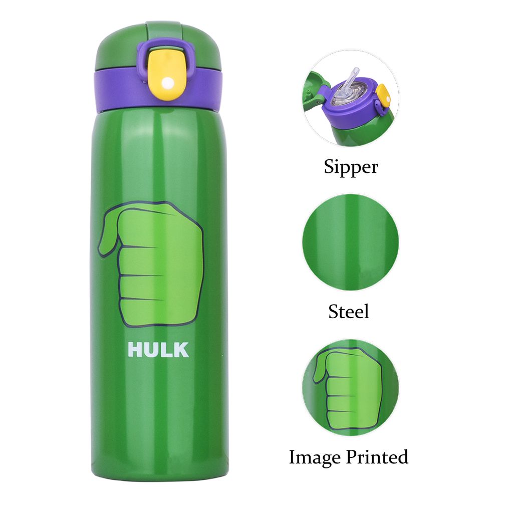 Hulk Water Bottle (Green) | Avengers Water Bottle for Kids | Hulk Drink Bottle | Hulk Hot Water Bottle | Incredible Hulk Water Bottle | Kids Water Bottle | Stainless Steel Water Bottle | Insulated Water Bottle | Sipper Water Bottle