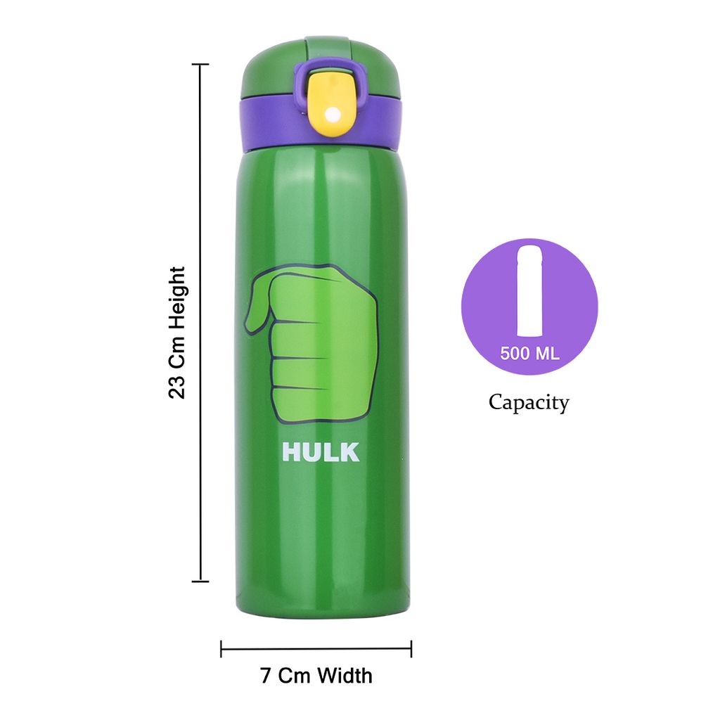 Hulk Water Bottle (Green) | Avengers Water Bottle for Kids | Hulk Drink Bottle | Hulk Hot Water Bottle | Incredible Hulk Water Bottle | Kids Water Bottle | Stainless Steel Water Bottle | Insulated Water Bottle | Sipper Water Bottle