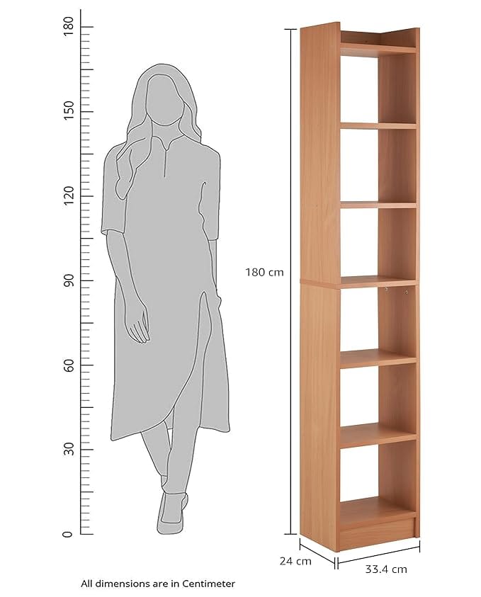 Solimo 6 Layer Engineered Wood Bookshelf | Multipurpose Home Decor Storage Rack | Showcase Organizer for Living Room, Kitchen, Bedroom, Office |Brown