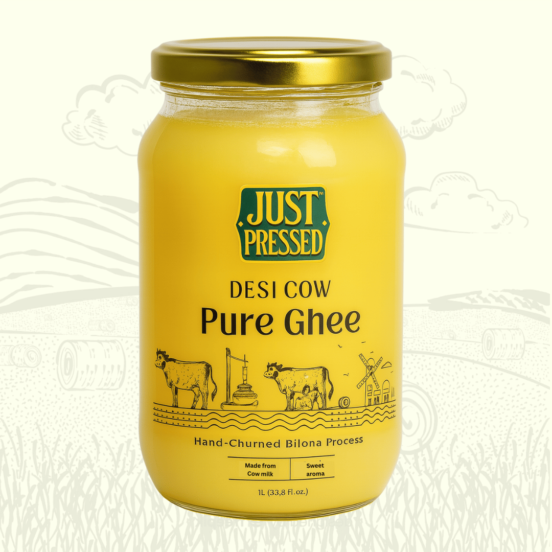 Just Pressed - Pure Cow Ghee - Bilona Churned&nbsp;-&nbsp;1&nbsp;Ltr