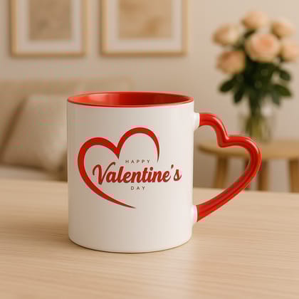 Valentine's Day Heart-Shaped Handle Mug Valentine's Day Heart-Shaped Handle Mug