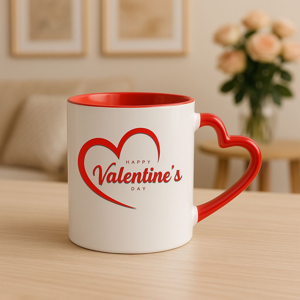 Valentine's Day Heart-Shaped Handle Mug