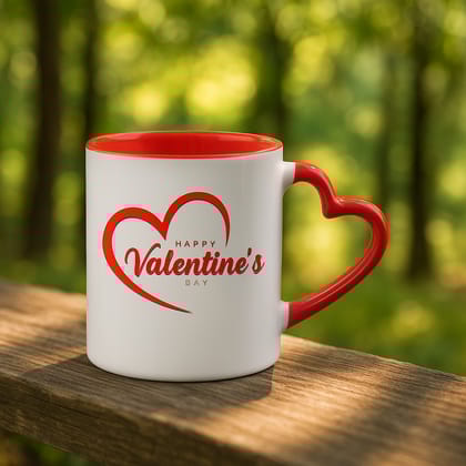 Valentine's Day Heart-Shaped Handle Mug