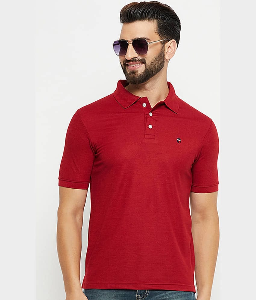 Emerald Pack of 1 Cotton Blend Regular Fit Solid Half Sleeves Men's Polo T Shirt ( Maroon )