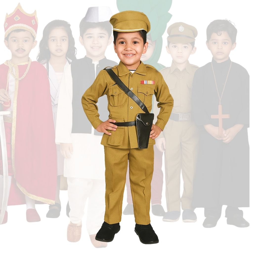 Wanna Party National Hero Costume,Police Costume with accessories, Community Helper Costume for Kids , Fancy Dress Costumes for Kids for School Pretend Plays & Dress Up Competition