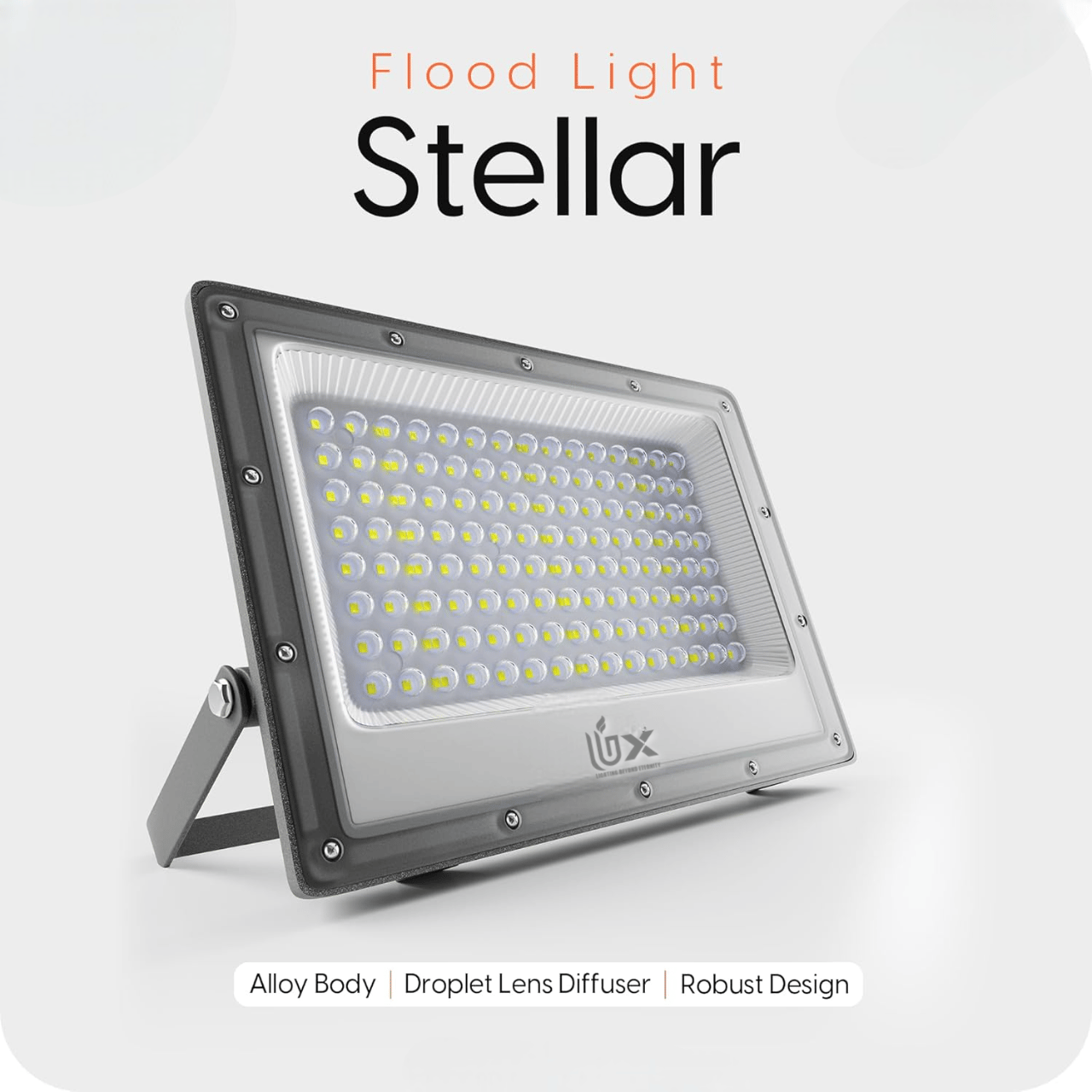 UBX Stellar 100W LED Flood Light With 2-Year Warranty | Cool White | High Brightness Outdoor LED For Security, Landscape, Warehouse, Backyard
