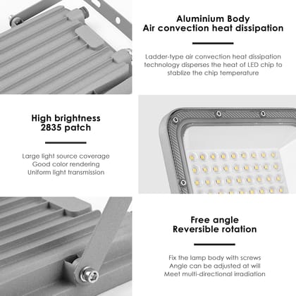 UBX 50W LED Flood Light Cool White IP66 Waterproof Outdoor Halogen Focus Light | Wide Beam Angle Floodlight for Garage, Parking, Playground, Shop, Warehouse, Garden | 2 Years Warranty- Pack of 1