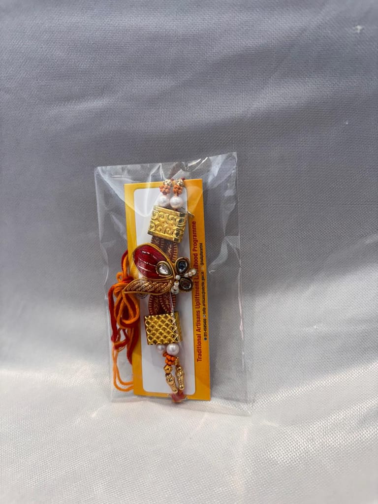 TULIP Handcrafted Pink & White Rakhi with Bead Embellishments 1 PC