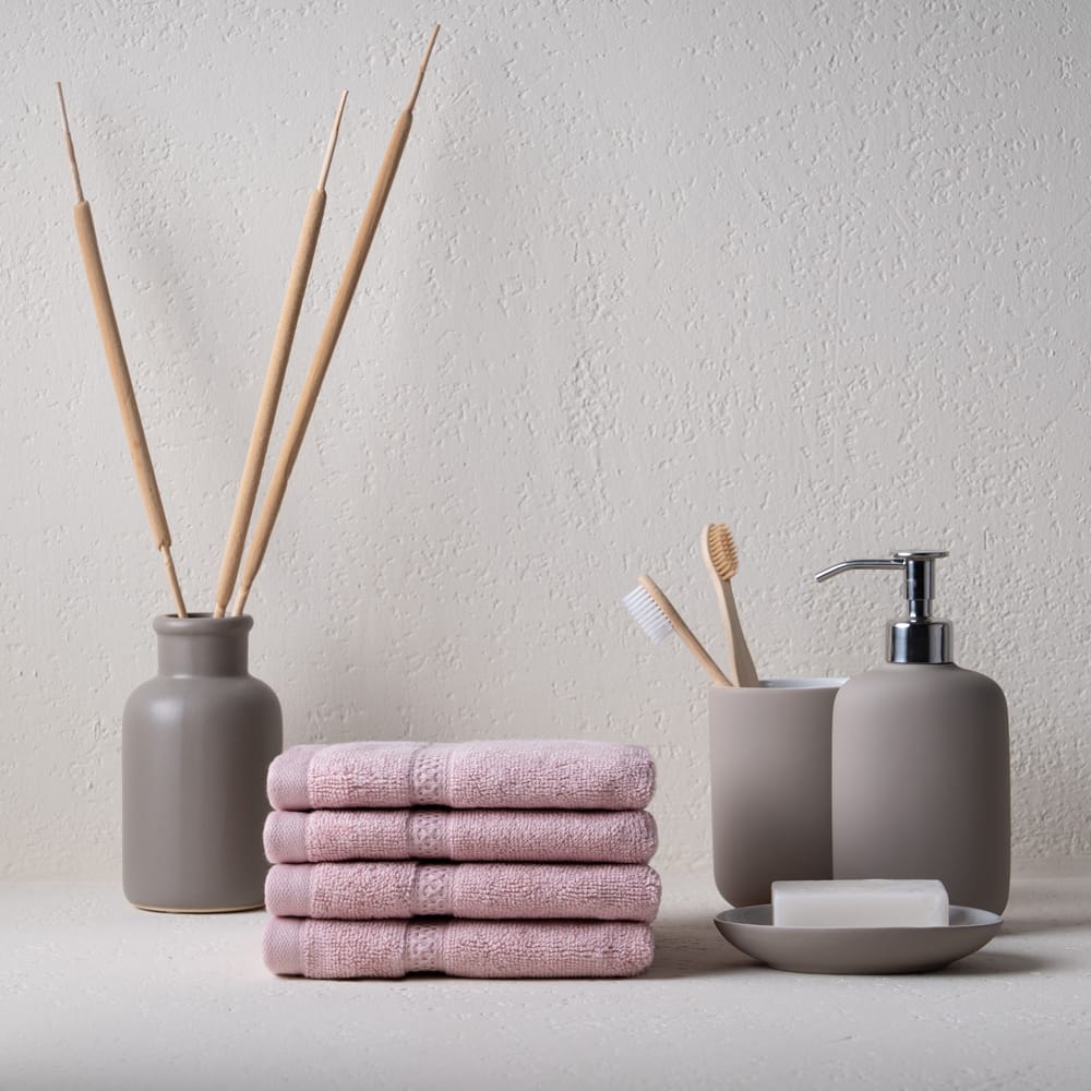 Luxurious Men Feather & Spun Bamboo Cotton Face Towel(Pack of 4) | Lavender Fragrance | Oeko-TEX