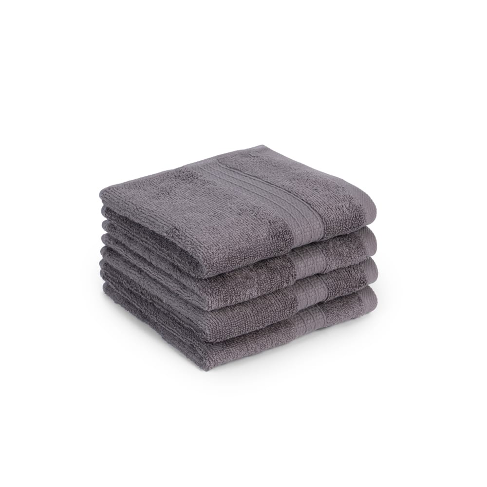 Feather & Spun Organic Cotton Face Towel | Lavender Fragrance | GOTS Certified | Anti Microbial | Fade Resistant | Double Needle Stitch | 550 GSM | 33 cms x 33 cms (Pack of 4)