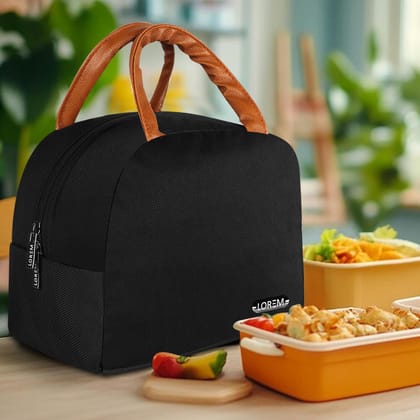 LOREM Premium Leather Tiffin/Lunch Bag � 13L Capacity, Insulated for 5-6 Hours, Water-Repellent, Adjustable Strap, Multi-Pocket � Ideal for Office, School, Picnic, Travel