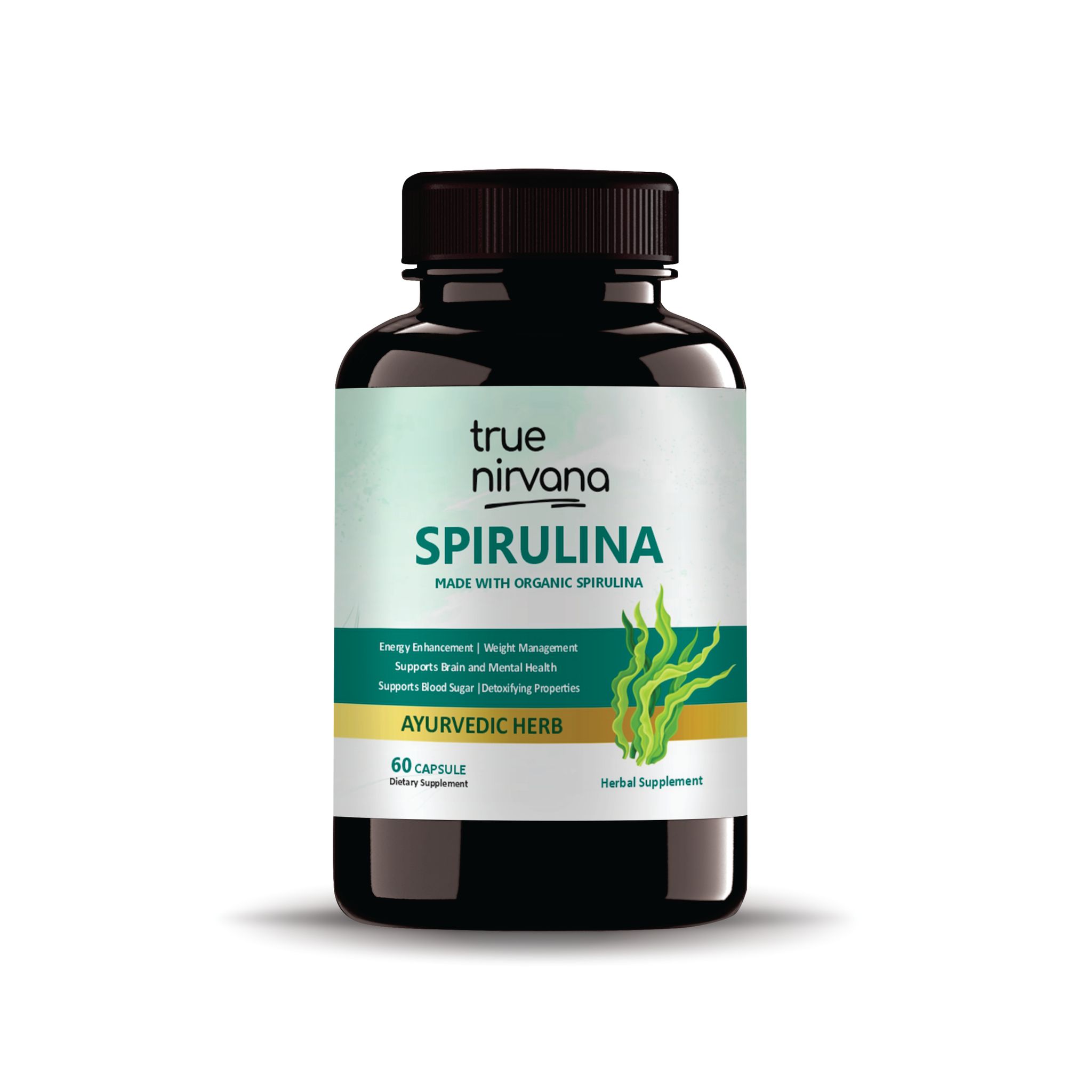 True Nirvana Spirulina Extract Veg Capsules Organic Superfood Supplement 60 Capsules