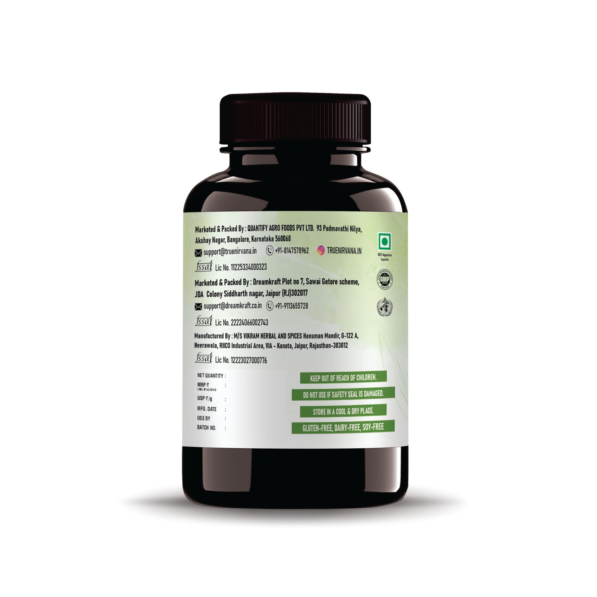 True Nirvana Wheatgrass Extract Veg Capsules Complete Green Superfood Supplement 60 Capsules