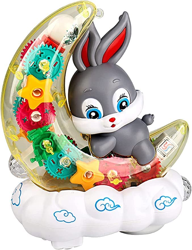 Musical Rabbit Bunny Moon Toy with Gear Mechanism for Kids