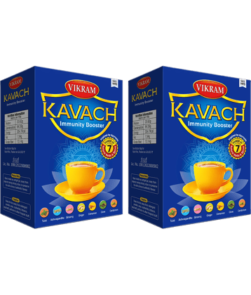 Vikram Kavach Immunity Booster Tea (Box) (Pack of 2) - 250gm + 250gm | Power of 7 Spices (Tulsi, Ashwagandha, Ginseng, Ginger, Cinnamon, Clove, Cardamom)