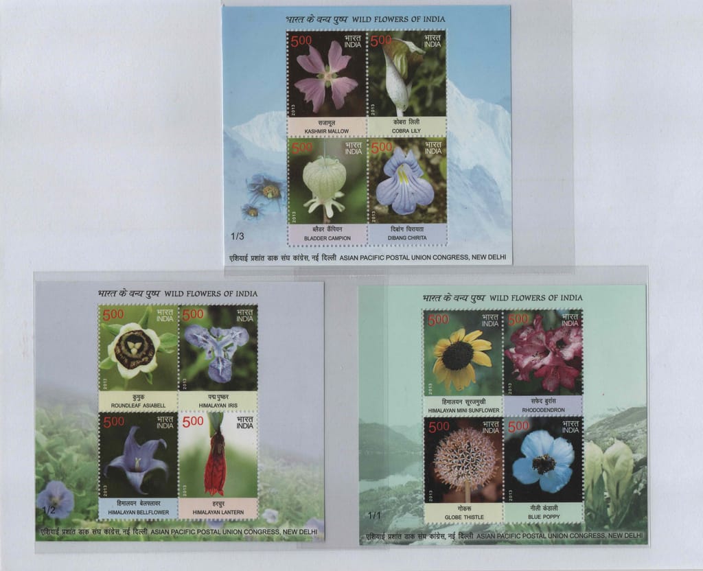 Shobhaphila's Indian Miniature Sheet Year Pack Stamps 2013 ( 8 Stamps)