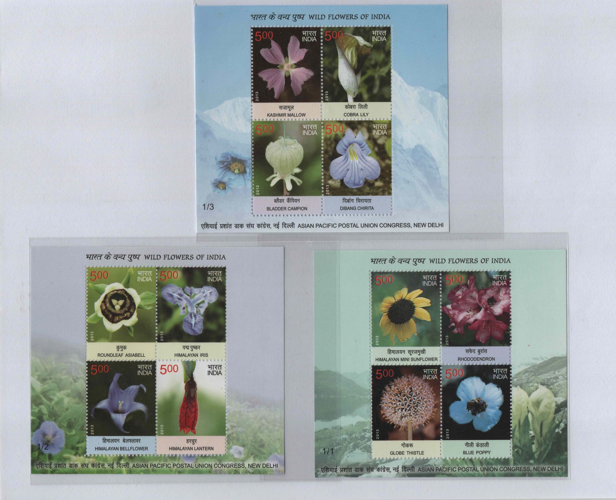 Shobhaphila's Indian Miniature Sheet Year Pack Stamps 2013 ( 8 Stamps)