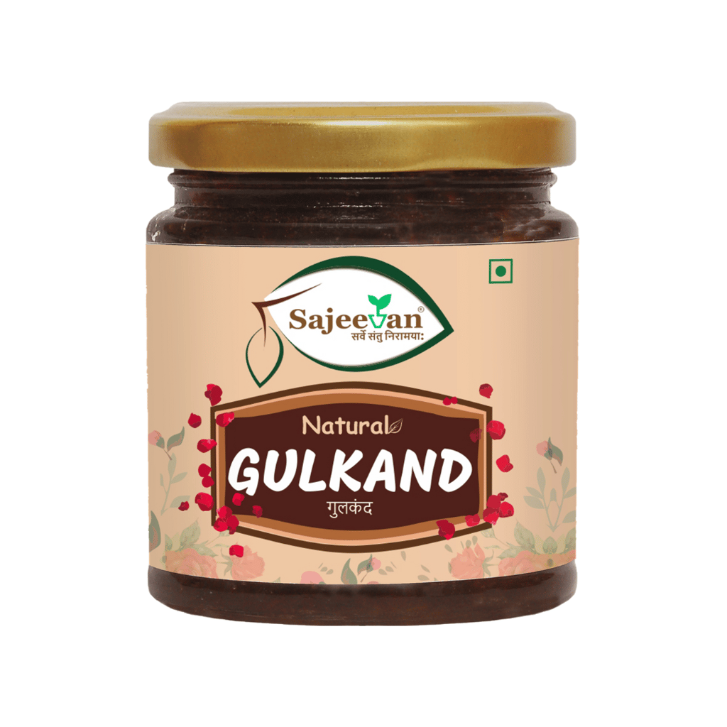 Sajeevan Organic Gulkand – Premium Rose Petal Preserve in Glass Jar | Natural Ayurvedic Sweet with Sun-Dried Damask Roses & Natural Sugar - 250gm