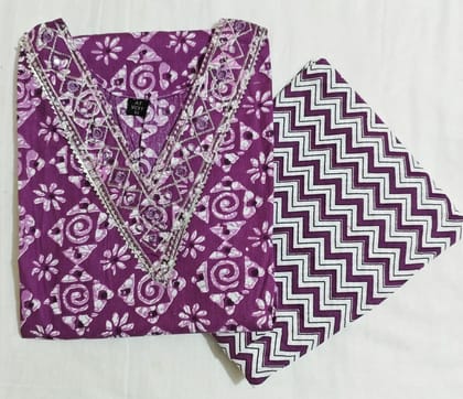 Purple Printed Cotton Salwar Suit Set