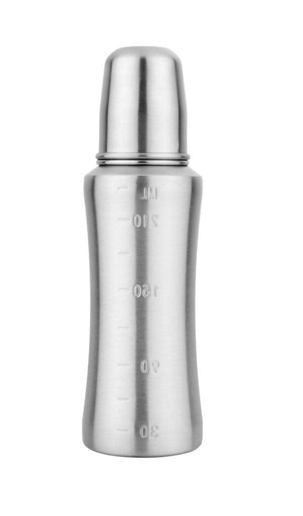 304 Stainless Steel Baby Feeding Bottle – 250 ml – Anti-Colic Silicone Nipple – Leak-Proof