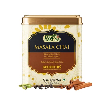 Golden Tips Masala Chai, Classic Indian Spiced Tea with Natural Black Tea, Ginger, Cardamom, Cloves & Cinnamon, Rich, Bold & Aromatic (200 Gram, 100 cups) Visit the Golden Tips Store