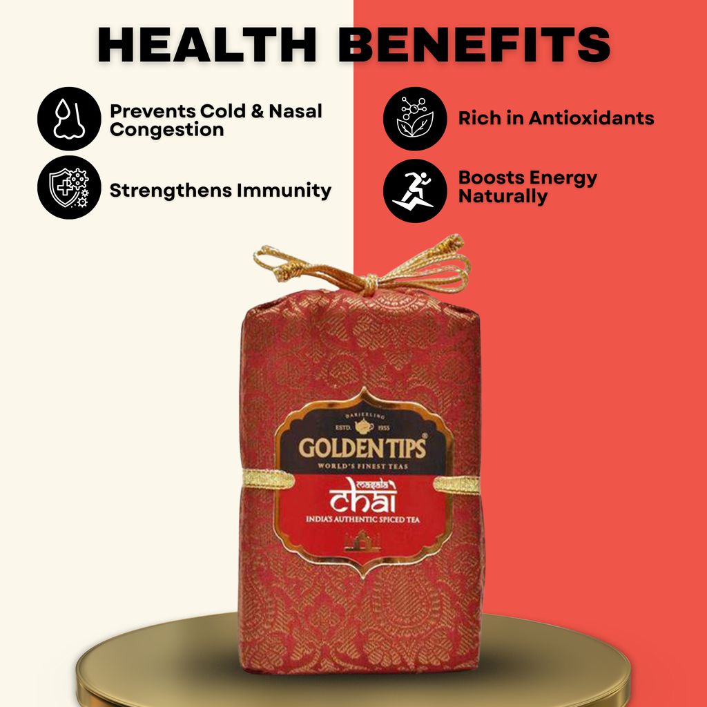 Golden Tips Spice Tea India's Masala CTC Loose Leaves Brocade Bag (200 Gram , 100 cups)