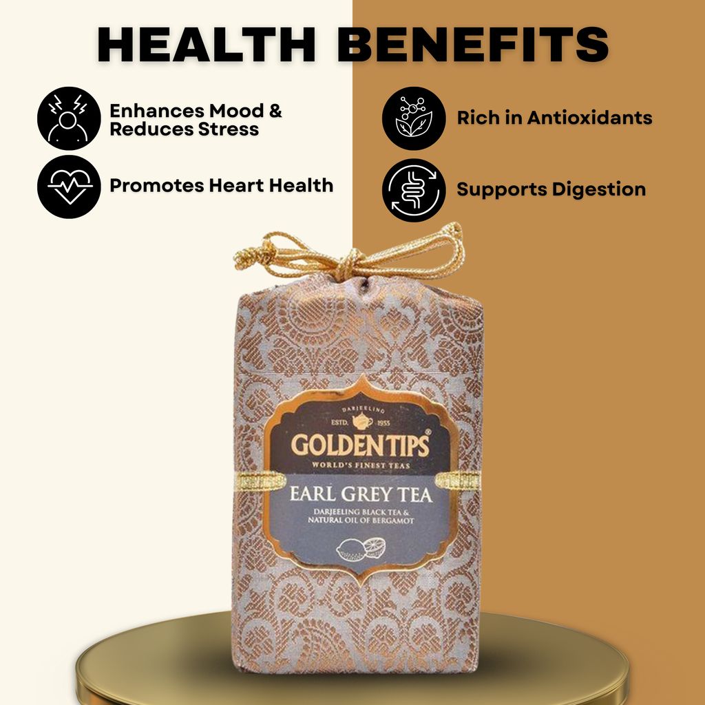 Golden Tips -Darjeeling Earl Grey Loose Leaves Black Tea Brocade Bag (200 Gram 100 cups)