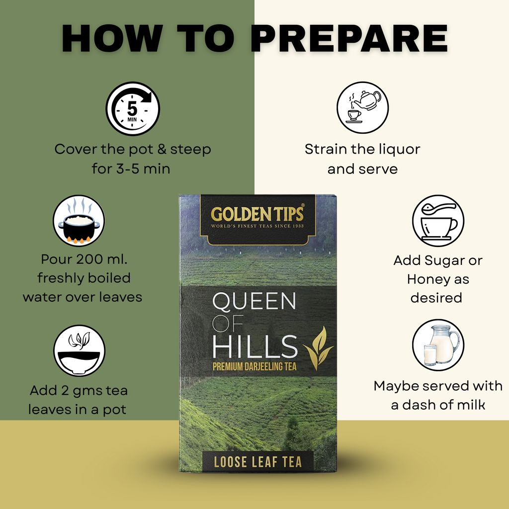 Golden Tips Queen of Hills Loose Leaves Tea (100 gm - 50 cups)